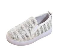Zapatos de lona para niños pequeños, talla 1, zapatos de lona iluminados, casuales, perezosos para bebés y niñas pequeñas, Silver, 26 EU