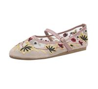 Zapatos de Malla con Bordado de Flores Retro de otoño para Mujer, Zapatos Planos de Ballet Transpirables de una Sola Palabra a la Moda Zapatillas Deportiva Hombre Invierno (Beige, 40)