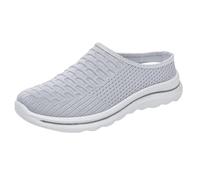 Zapatos de malla gruesa para mujer, cómodos, versátiles, ligeros, transpirables, un reposapiés, medios, pantuflas femeninas para mujer, talla 11, gris, 39.5 EU