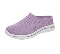 Zapatos de malla gruesa para mujer, uso externo, cómodo, versátil, ligero, transpirable, un reposapiés de malla, medias pantuflas, zapatos de brillo femenino, bombas de mujer, morado, 38 EU