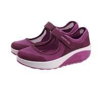 Zapatos de malla para caminar con cuña para mujer, con gancho y bucle, estilo casual, hot pink, 37.5 EU