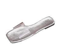 Zapatos de moda Mujer Sandalias de plástico transparente con punta abierta y encaje cuadrado Zapatos Mujer Ancho H Azul, plata, 42 EU