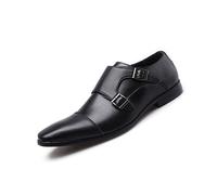 Zapatos De Monje para Hombre, Mocasines con Hebilla Y Correa Única, Zapatos De Vestir De Negocios Formales Modernos Oxford con Punta Lisa,Negro,39 EU