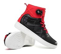 Zapatos De Moto para Hombre Y Mujer, Botas De Moto De Cuero Transpirable con Tobillera, Suelas Antideslizantes Repelentes Al Agua,Rojo,42