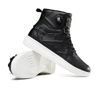 Zapatos De Moto para Hombre Y Mujer, Botas De Moto De Cuero Transpirable con Tobillera, Suelas Antideslizantes Repelentes Al Agua,Negro,43