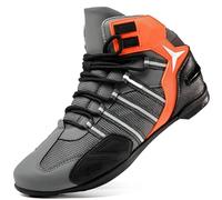 Zapatos de moto para todas las estaciones para hombres y mujeres, botas de moto resistentes a la intemperie, protección contra choques, protección cómoda, carreras, turismo, seguridad deportiva(Orange