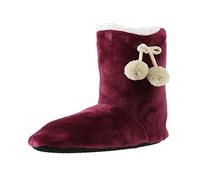 Zapatos de mujer 2025 para el hogar, botas de piso medio que pueden ser cálidas con lazos en la parte posterior, Red, 37 EU