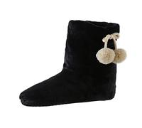 Zapatos de mujer 2025 para el hogar, botas de piso medio que pueden ser cálidas con lazos en la parte posterior, Black, 38 EU