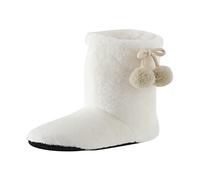Zapatos de mujer 2025 para el hogar, botas de piso medio que pueden ser cálidas con lazos en la parte posterior, White, 39 EU