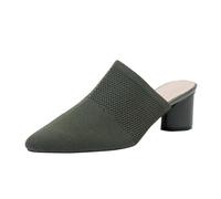 Zapatos de mujer 40 zapatillas de mujer zapatillas de mujer con puntera cerrada espalda hueca punta punta profunda boca tela casual tacones altos mujer zapatos mocasines, verde, 39 EU