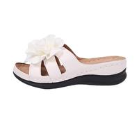 Zapatos de mujer 43 Bailarina y color Zapatillas elegantes con Uno y punta abierta Tacón de cuña Boca de pescado Sandalias casuales Pons Zapatos de mujer, Blanco, 40 EU