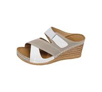 Zapatos de mujer anchos G Zapatillas de playa para mujer con tacón hueco, zapatillas informales, sandalias, zapatos de ciclismo de carretera, zapatos de mujer, click, caqui, 36 EU