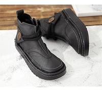 Zapatos de Mujer, Botas Cortas de una Sola Bota con Cabeza Grande y Suela Gruesa, Botas Vintage Informales Cosidas a Mano Originales para Mujer