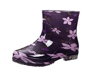 Zapatos de mujer Botines Sexy Top Rubber Baby Boots Agua Señoras Botas de lluvia PVC Impermeable Zapato Hub Zapatos Mujer Forrado, morado, 38 EU