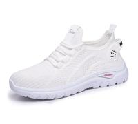Zapatos de mujer casuales ligeros transpirables zapatos de trabajo suaves cómodos antideslizantes malla Shoes jogging mujer al aire libre respirable gimnasio correr running zapatillas, Color blanco