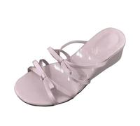 Zapatos de mujer con pajarita para mujer, para verano, para exteriores, estilo francés, estilo hada, tacón alto, sandalias de tacón alto para mujer, Purple, 39 EU