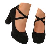 Zapatos de mujer con pies anchos, zapatos de novia gruesos, elegantes, góticos, tacones altos, bailarinas, zapatos de tacón alto, zapatos de tacón alto, bailarina, zapatos de cuña, Negro , 40.5 EU