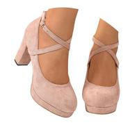 Zapatos de mujer con pies anchos, zapatos de novia gruesos, elegantes, góticos, tacones altos, bailarinas, zapatos de tacón alto, zapatos de tacón alto, bailarina, zapatos de cuña, Rosa., 40 EU