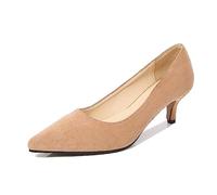 Zapatos de mujer con punta puntiaguda, sólidos, tacones altos, zapatos de negocios individuales, botines de mujer, beige, 45 EU