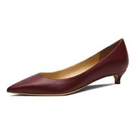 Zapatos de Mujer con Tacones de Gatito - Zapatos de Vestir Comfort Pointed Toe Rojo Vino 40 EU