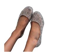 Zapatos de mujer de gelatina planos, modernos, zapatos de ballet, ligeros, cómodos, zapatillas de andar, zapatos de ocio, elegantes, antideslizantes, sandalias de cristal, Negro , 39