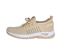 Zapatos de mujer de malla ligeros de peso grueso Thick Sole elevados Height Increase Casual Ocio Walking Transpirable Cómodo Moda, caqui, 40 EU