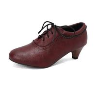 Zapatos de mujer Elegante Tacón Mujeres Europa y Estados Unidos Comercio Exterior Primavera Zapatos de Tacón Alto Flores Retro Correa Boca Profunda Mujeres, rojo, 38 EU