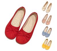 Zapatos de mujer elegantes Mary Jane con lazo, elegantes, cómodos, mocasines, antideslizantes, ligeros, para el tiempo libre, mocasines, ante, rojo, 36 EU