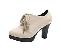 Zapatos de mujer elegantes tacones de aguja con plataforma con cordones, tacón cerrado, punta puntiaguda, oxford, mocasines para bodas, Oktoberfest, oficina y fiesta