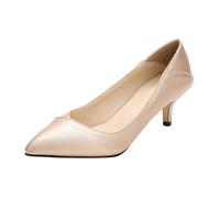 Zapatos de mujer elegantes y cómodos, tacones altos, tacones bajos, zapatos de trabajo de punta, dorado, 38 EU