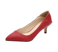 Zapatos de mujer elegantes y cómodos, tacones altos, tacones bajos, zapatos de trabajo de punta, rojo, 38 EU