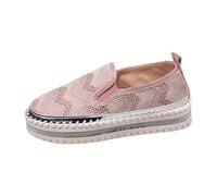 Zapatos de mujer Mocasines con plataforma Slip on à Poner, diseño de camuflaje con diamantes de imitación decorativos, punta redondeada, elásticos laterales, suela escalada estilo casual para ciudad