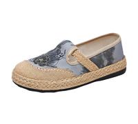 Zapatos de mujer Mocasines Elegantes Loafers Sandalias Cerradas Delante Mujer Cómodas Ligeras Casual Zapatos Bajos Planos Antideslizantes Zapatos Slip on Sandalia Verano Bajo Primavera, gris, 40 EU