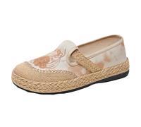 Zapatos de mujer Mocasines Elegantes Loafers Sandalias Cerradas Delante Mujer Cómodas Ligeras Casual Zapatos Bajos Planos Antideslizantes Zapatos Slip on Sandalia Verano Bajo Primavera, beige, 39 EU