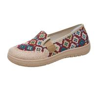 Zapatos de mujer mocasines elegantes Loafers Zapatos Slip On Cómodos Ligeros Casual Mocasines Zapatos de Mujer al Aire Libre Sencillos Zapatillas de Deporte Sandalia Verano Bajo Primavera, rojo, 37 EU