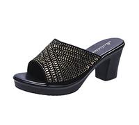 Zapatos de mujer Para Plantillas Ancho H Las sandalias llevan una gran zapatilla de mujer en la línea de verano de diamantes para las mujeres, un fresco zapatos de mujer juvenil, dorado, 41 EU