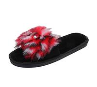 Zapatos de mujer Sandalias Zapatos negros Home Keep Toe Flat Home Mujeres Slip-On Zapatillas de felpa peludas Color abierto Zapatillas de mujer cálidas Zapatos de mujer 435, rojo, 36 EU