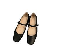 Zapatos de mujer Square Head Mary Jane Pumps Casual Chunky Plata Zapatos De Las Mujeres Con Tacón, Negro , 35 EU