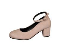 Zapatos de mujer verano pies anchos: tacones altos para zapatos de noche de gran tamaño zapatos de gamuza con correa de tobillo zapatos de baile hebilla zapatos de boda tacón bloque sandalias de