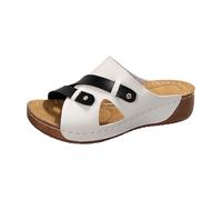 Zapatos de mujer Zapatos de tacón de cuña azul Mujer Parte inferior plana Hebilla de cinturón Fondo grueso Talón oblicuo Dedos abiertos Boca de pescado Zapatillas Militar Zapatos de mujer Tacón de