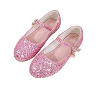 Zapatos de niña de flores para niños pequeños, bodas, fiestas, tacón bajo, Mary Jane, zapatos planos con purpurina, zapatos planos para bebé, Rosa., 26 EU