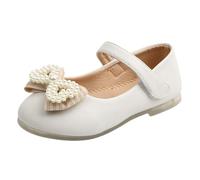 Zapatos de niña Mary Jane para niños pequeños, zapatos de princesa, bailarinas, zapatos de vestir transpirables | Suela de goma ligera para primavera/otoño, zapatos de uso diario, Blanco, 24 EU