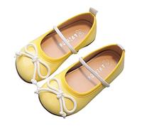 Zapatos de niña Zapatos de princesa Suela suave antideslizante Zapatos de cuero Bowknot Zapatos individuales Elefante Sandalias, amarillo, 33 EU