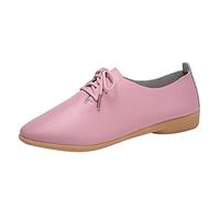 Zapatos de ocio ligeros para mujer, color negro, planos, de goma, suaves, cómodos, antideslizantes, con cordones, monocolor, zapatos de trabajo, modernos, resistentes al desgaste, Rosa., 37 EU