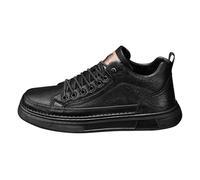 Zapatos de ocio para hombre de caña alta, zapatillas de piel para hombre, suela plana, zapatillas de deporte, antideslizantes, ligeras, resistentes al desgaste, zapatillas de fitness, monocolor,