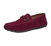 Zapatos de ocio para hombre de piel, mocasines de ante, sin cordones, mocasines, cómodos, mocasines, anchos, monocolor, cómodos, informales, rojo, 43 EU