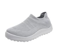 Zapatos de ocio para mujer, zapatillas de deporte, de malla, para el tiempo libre, resistentes al desgaste, para exteriores, de un solo color, suaves, antideslizantes, planas, de alta calidad, gris