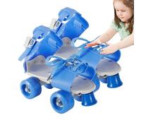 Zapatos de patinaje ajustables para niños, diseño de doble fila, no es necesario quitarlos, resistentes al desgaste para adolescentes, niños y niñas