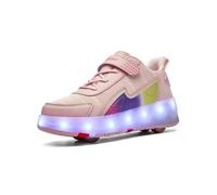 Zapatos de Patinaje sobre Ruedas, Zapatos con Cuatro Ruedas, Zapatos con Ruedas para Caminar y Patinar, para niños y niñas, Rosa, Talla 37 EU.