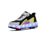 Zapatos de Patinaje sobre Ruedas, Zapatos con Cuatro Ruedas, Zapatos con Ruedas para Caminar y Patinar, para niños y niñas, Negro, Talla 38 EU.